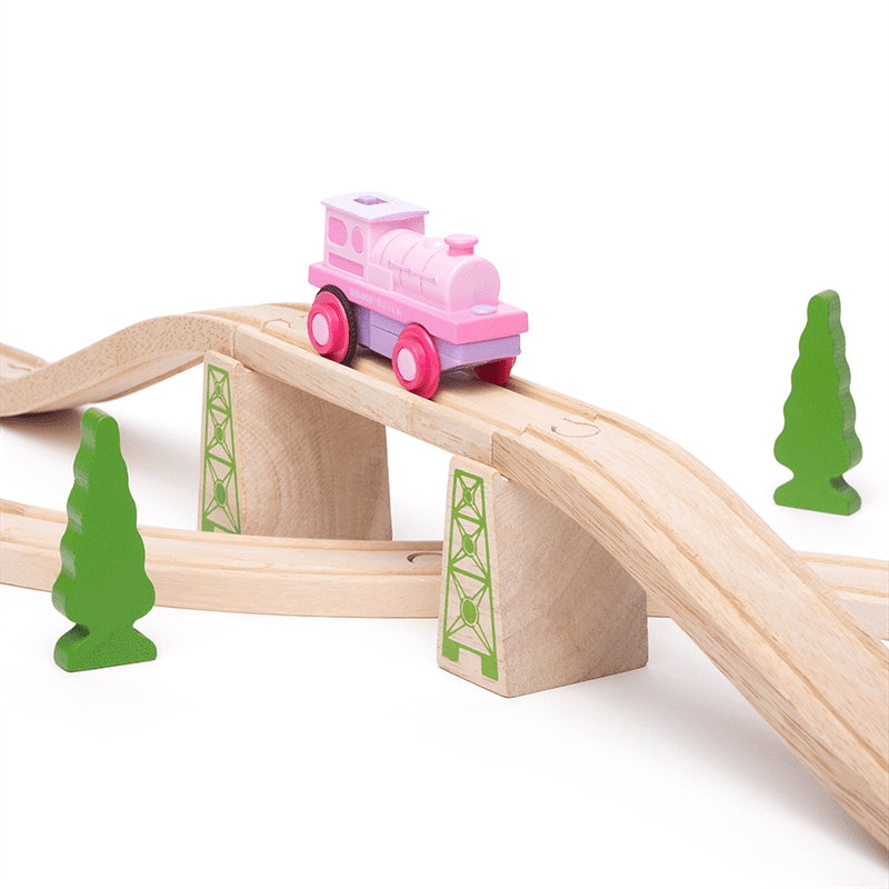 Powerful Pink Loco Battery Operated Wooden Train
